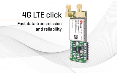 4G LTE click — carrying the LARA-R2 module from u-blox