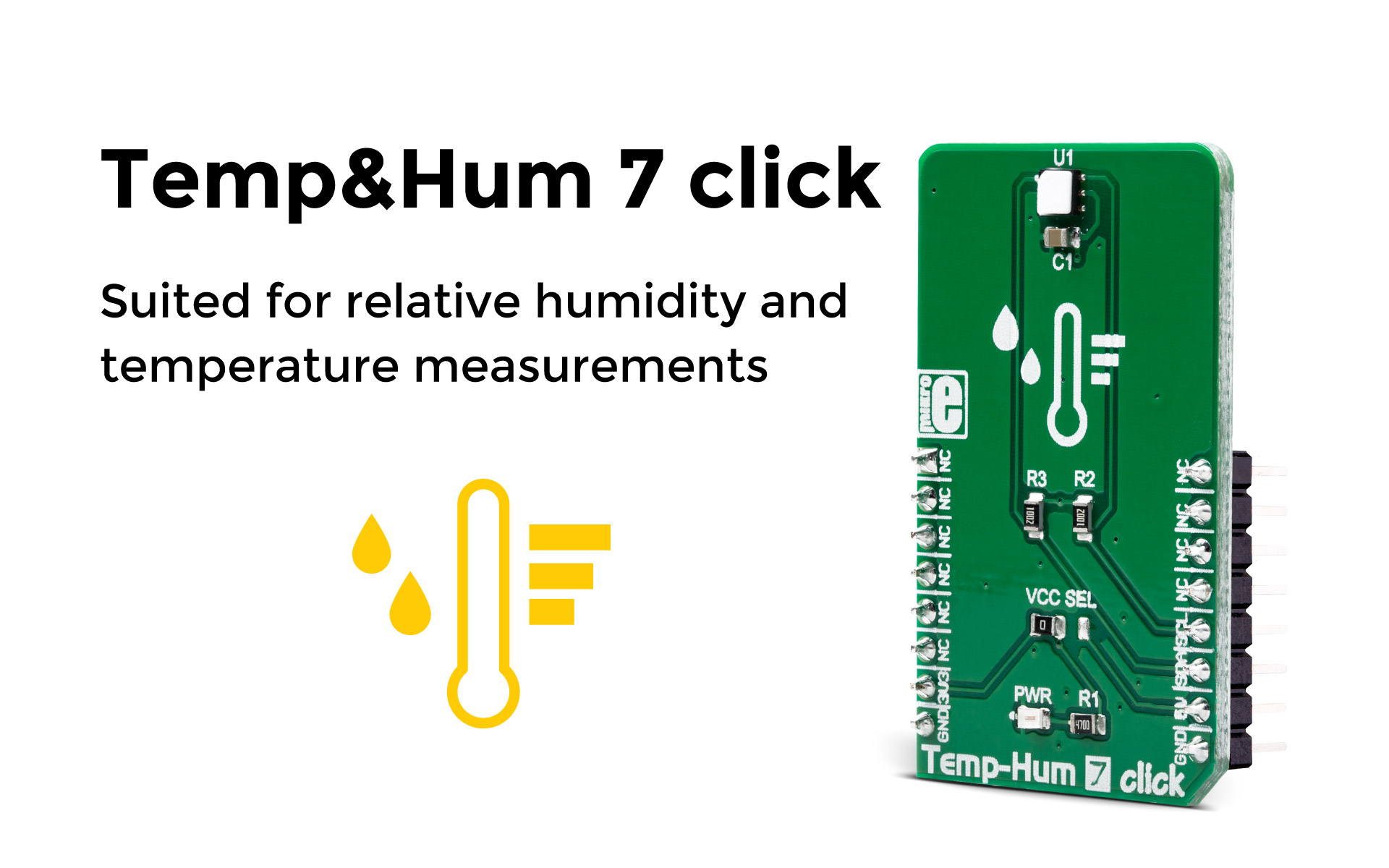 Temp&Hum 7 measuring the relative humidity (RH) and temperature MIKROE