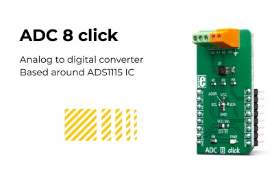 ADC 8 click – sampling signals on four single-ended or two differential input channels