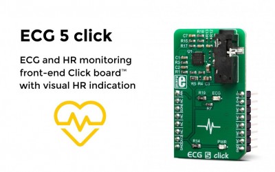 ECG and HR monitoring front-end Click board™ with the visual HR indication