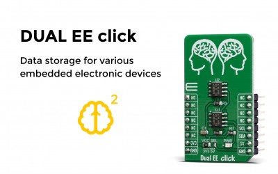 Dual EE Click featuring two EEPROM ICs providing a total of 4MB of memory