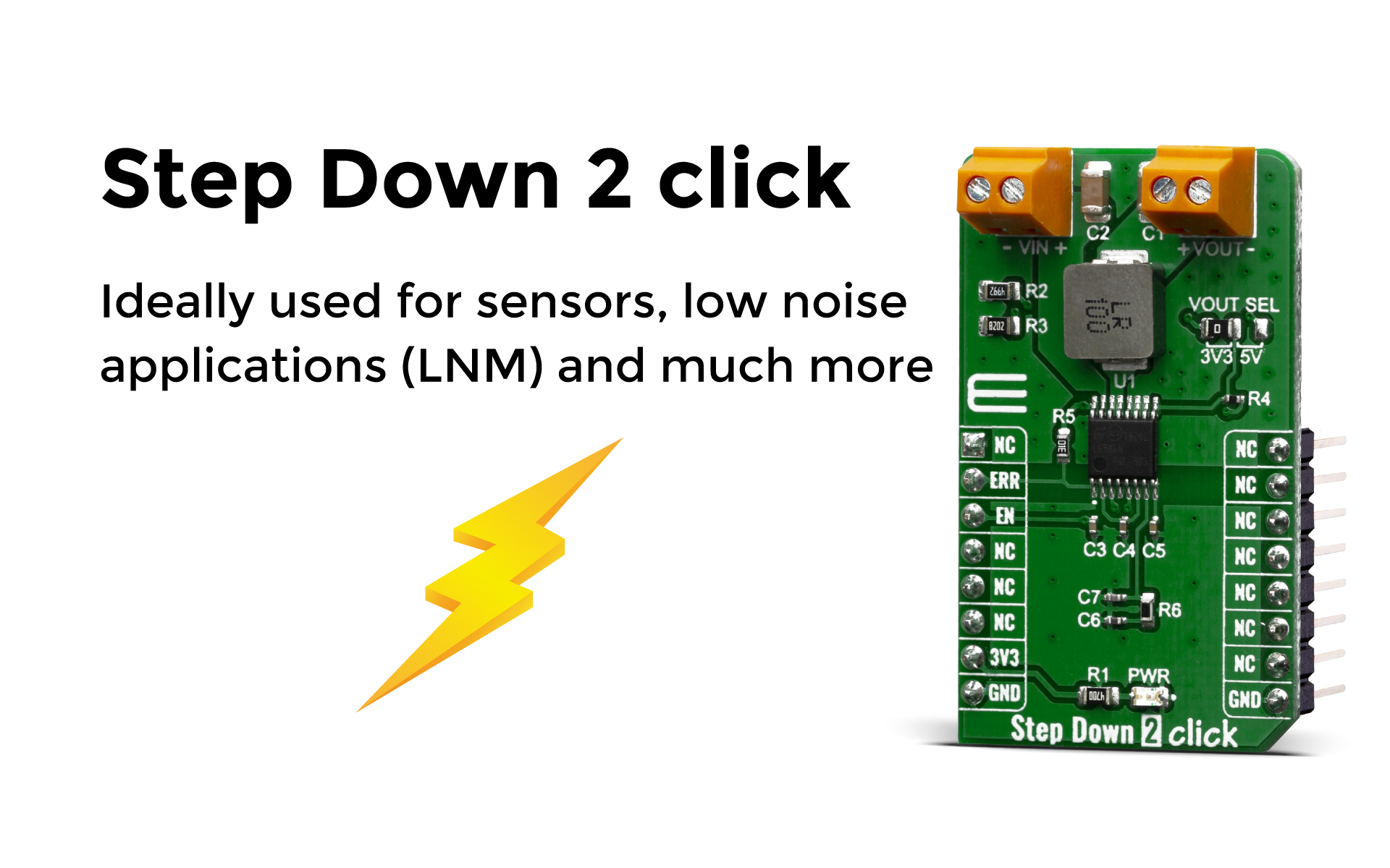 Step Down 2 click Ideally used for sensors, low noise applications (LNM ...
