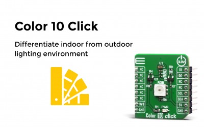 Color 10 Click featuring a RGB and IR light sensor