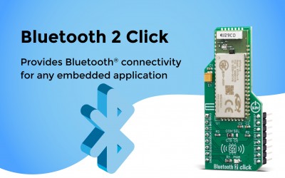 Bluetooth 2 Click featuring a long range class 1, Bluetooth® 2.1 + EDR module