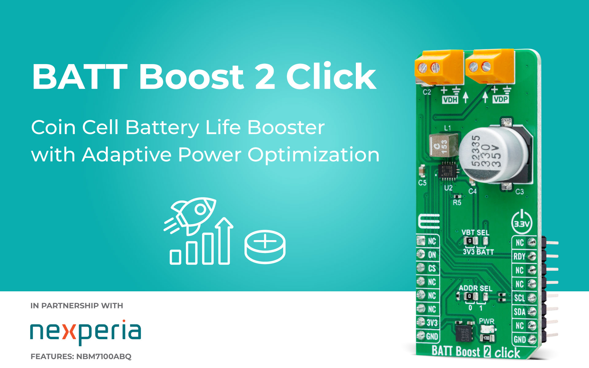 BATT Boost 2 Click featuring coin-cell battery-life booster with ...