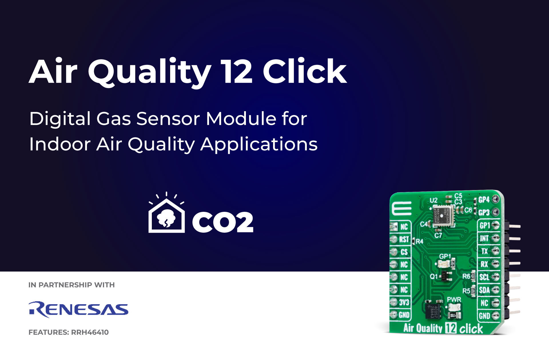 Air Quality 12 Click a digital gas sensor module for monitoring indoor ...