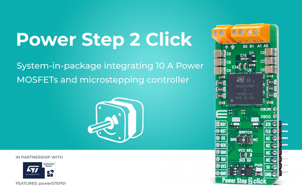 Power Step 2 Click based on a powerful 1/128 microstepping controller