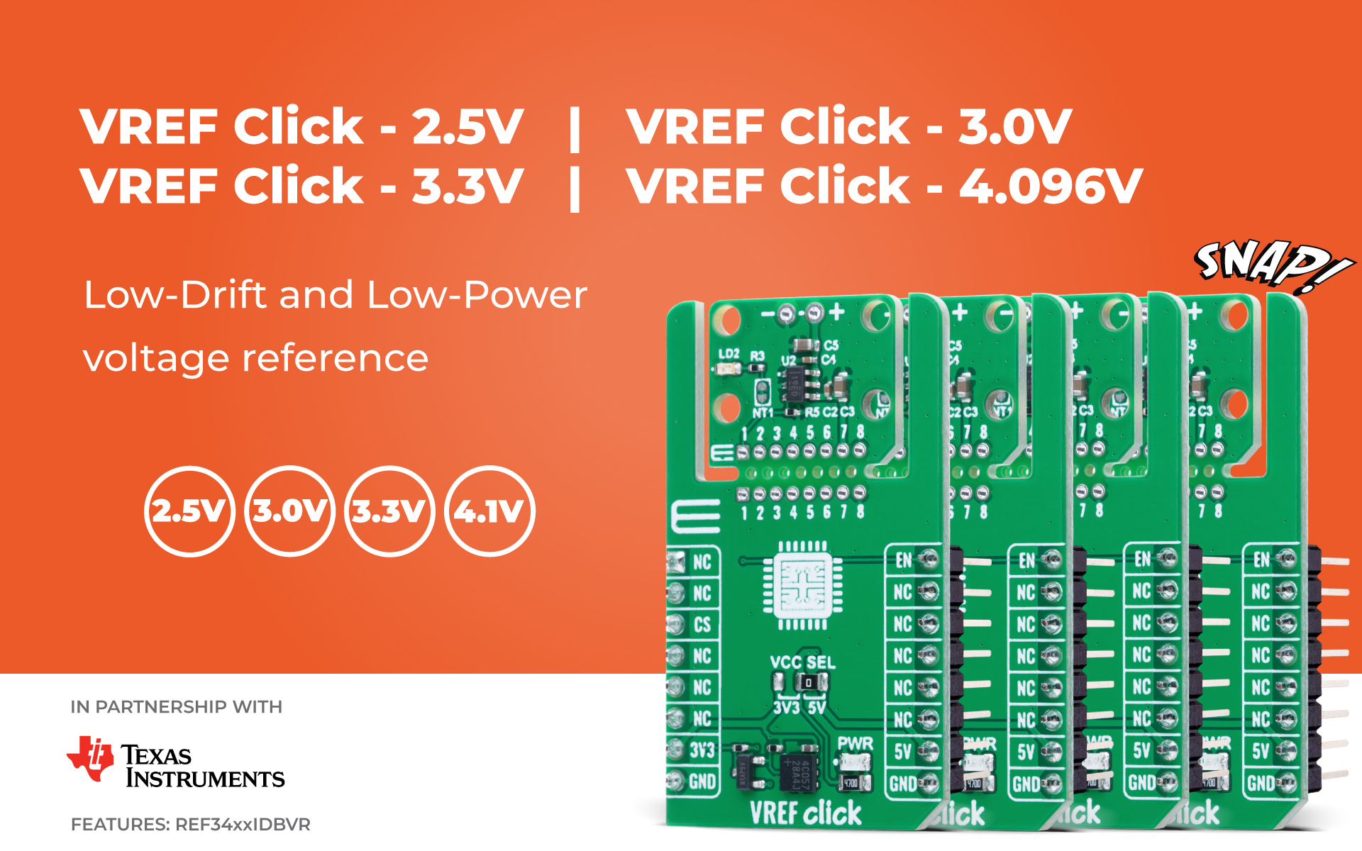 VREF Click with a stable and accurate voltage reference
