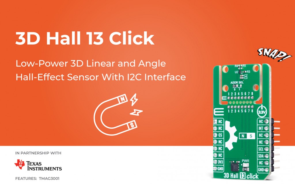 3D Hall 13 Click for contactless 3D magnetic field sensing and angular position measurements