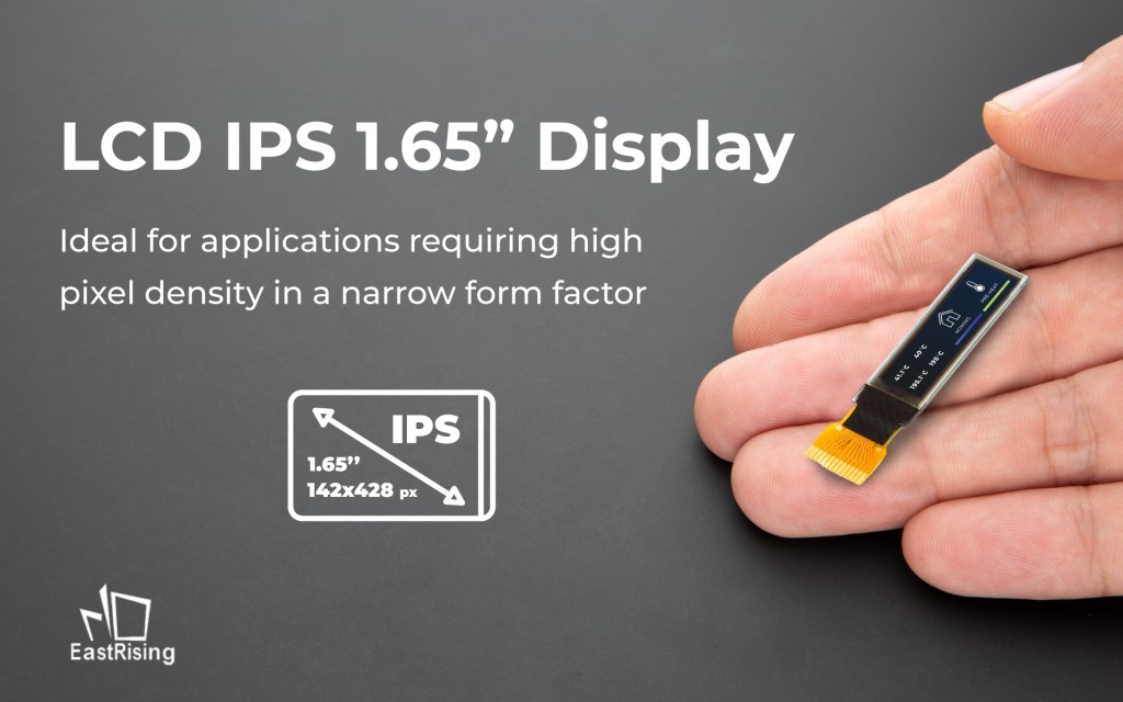 LCD IPS 1.65” Display ideal for applications requiring high pixel density in a narrow form factor