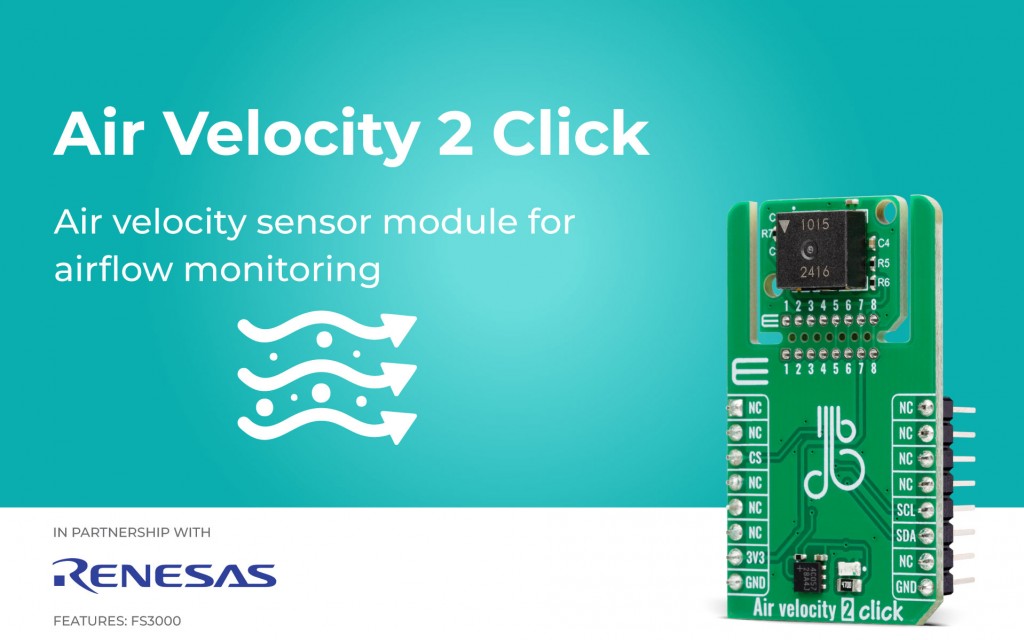 Air Velocity 2 Click for airflow monitoring in various environmental and industrial applications