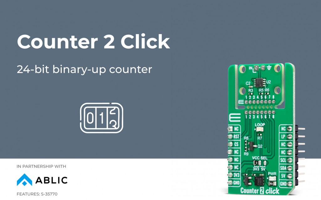 Counter 2 Click ideal for monitoring repetitive digital events in embedded systems