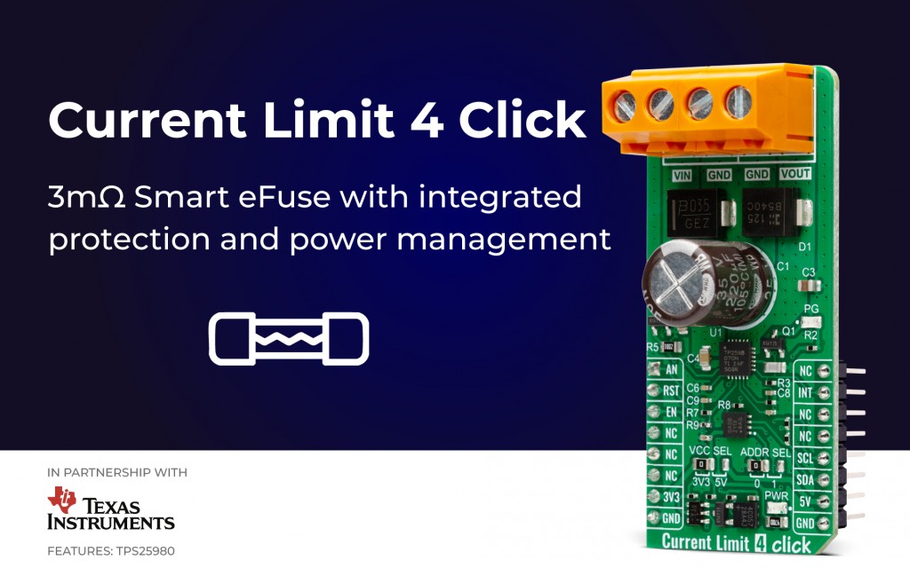 Current Limit 4 Click designed for circuit protection and power management