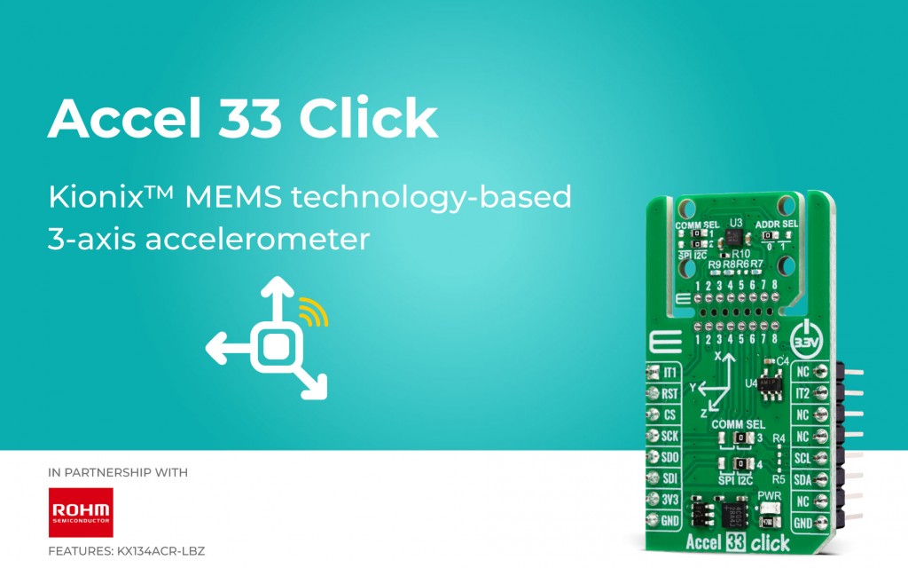 Accel 33 Click for 3-axis acceleration measurement in industrial and automation applications