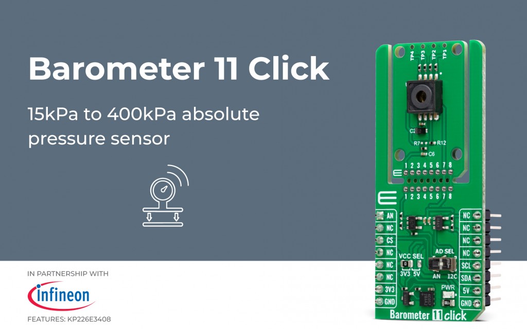 Barometer 11 Click for absolute pressure measurement for automotive, industrial, and consumer applications