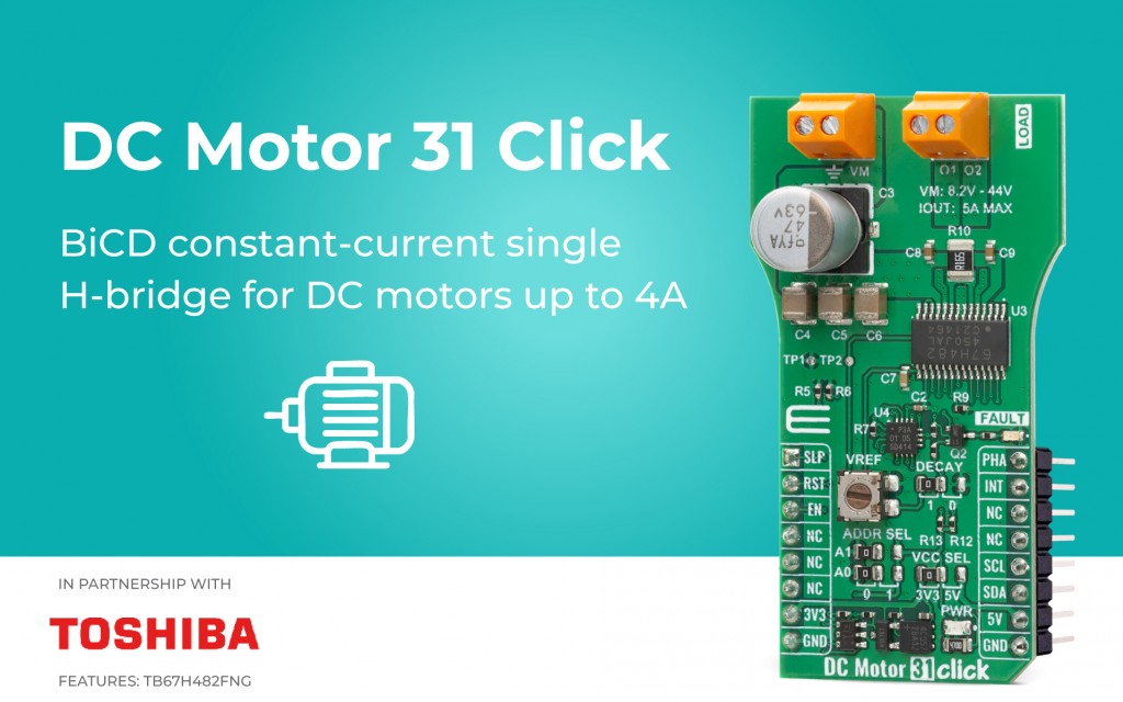 DC Motor 31 Click for precise control of brushed DC motors in industrial and robotic applications