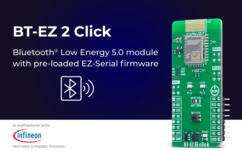 BT-EZ 2 Click designed as a Bluetooth Low Energy 5.0 solution