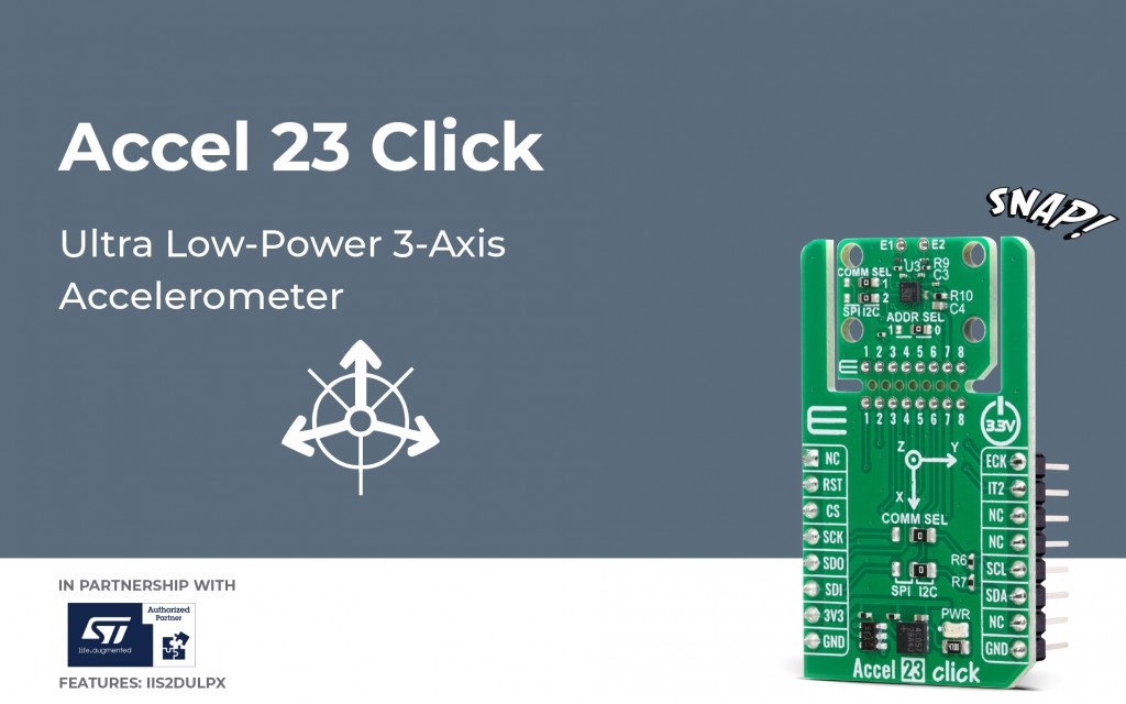 Accel 23 Click for precise motion detection and advanced edge processing