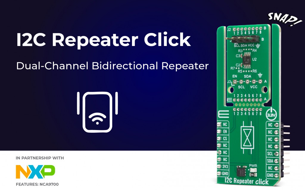 I2C Repeater Click designed to extend and accelerate I2C communication between two buses