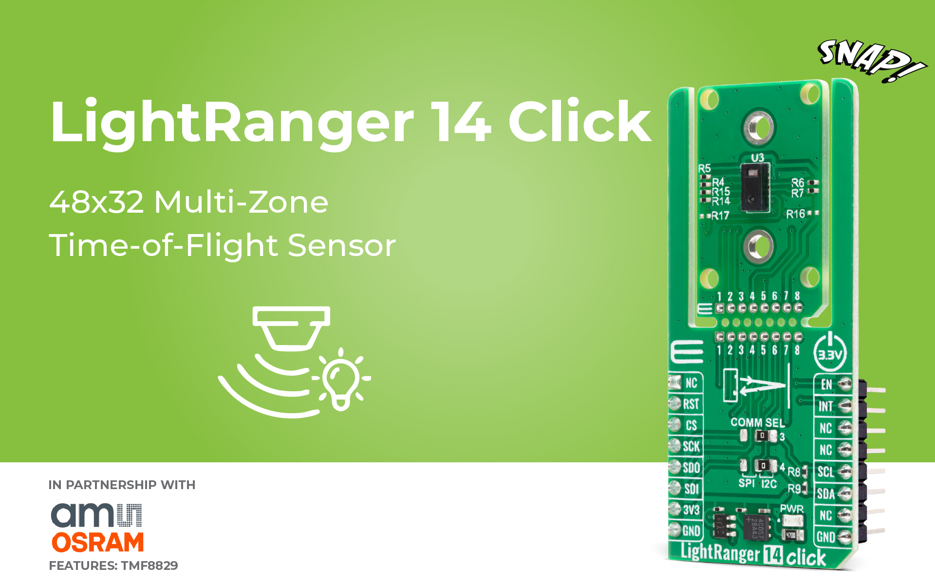 LightRanger 14 Click designed for high-precision distance and depth ...