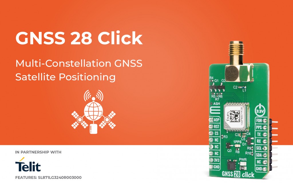 GNSS 28 Click designed for precise multi-constellation satellite positioning and reliable navigation performance