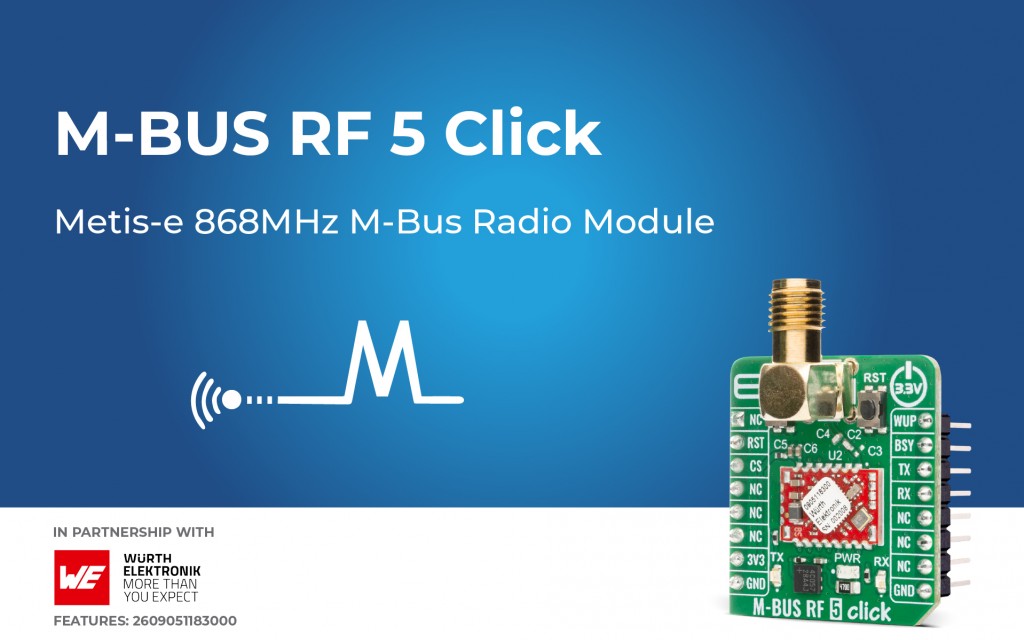 M-BUS RF 5 Click designed for long-range, low-power smart metering and building automation communication
