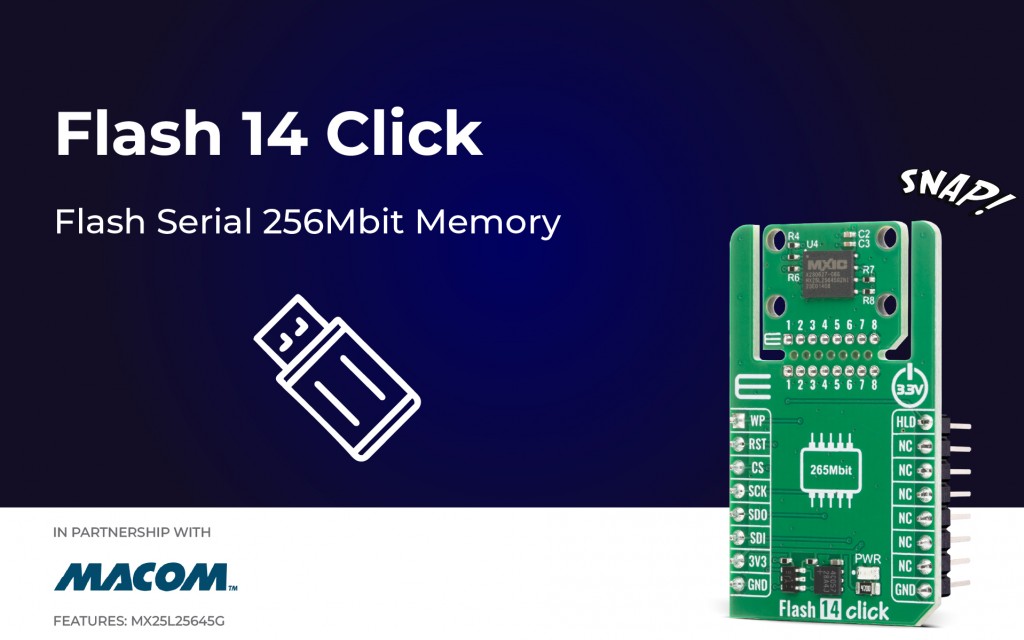 Flash 14 Click designed for non-volatile data storage