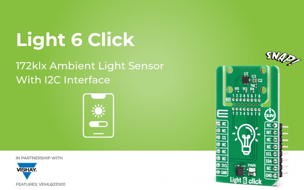 Click Sensor Light Light 6 Click designed for ambient light sensing in automotive and ...