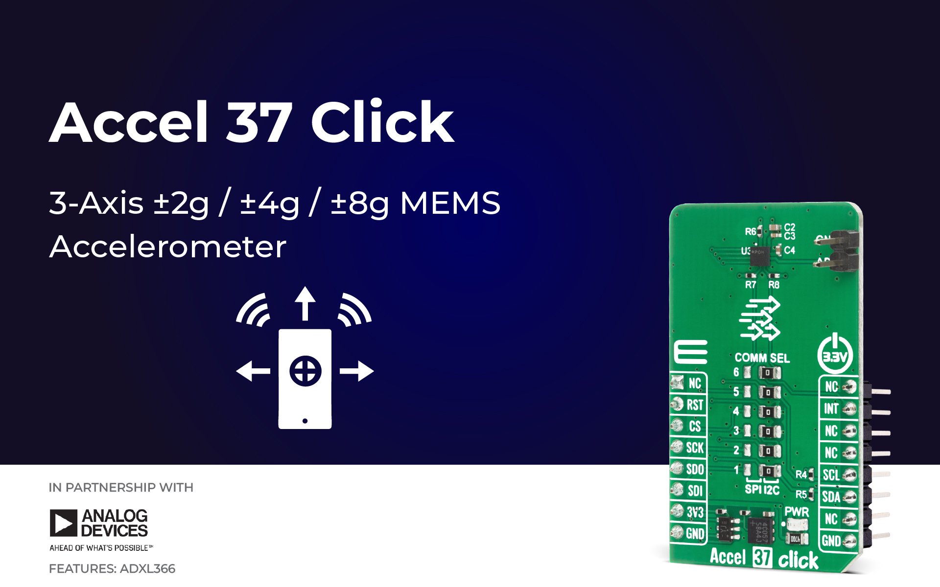 Accel 37 Click designed for low-power 3-axis acceleration and motion ...