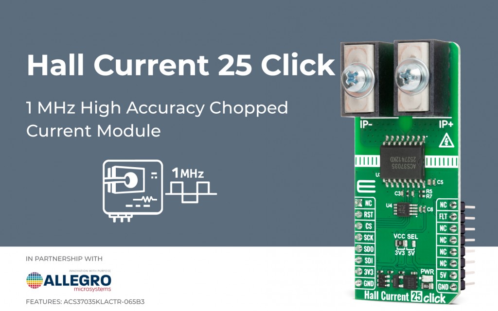 Hall Current 25 Click designed for isolated bidirectional current ...