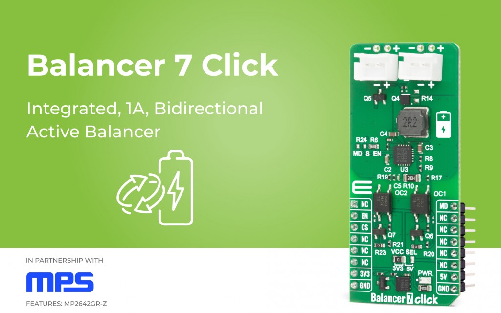 Balancer 7 Click designed for active two-cell battery balancing and ...